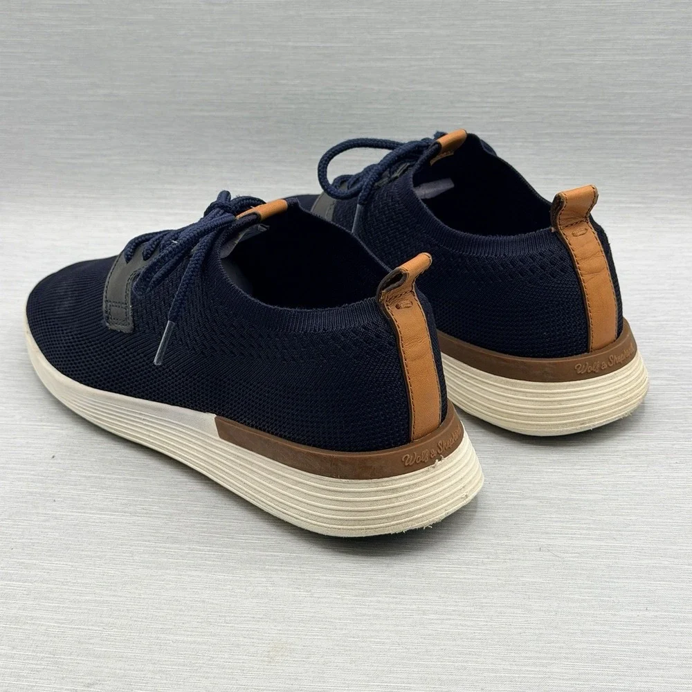 Wolf & Shepherd SwiftKnit Men's 10 Dress Sneakers Navy Blue Knit Casual Hybrid